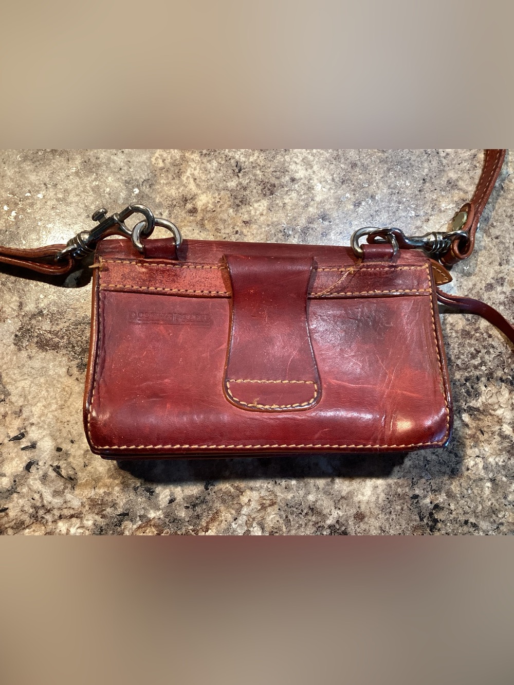 Vintage Dooney & Bourke Italy Mini Double Gusset Belt Bag Natural Wear - Picture 6 of 13